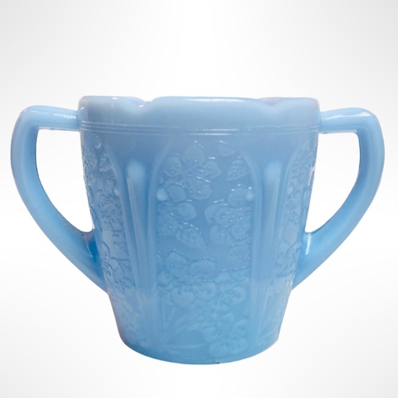 Complete 1930s Vintage Jeannette Cherry Blossom Delphite Blue 14 Pc Child's Set - Picture 8 of 10